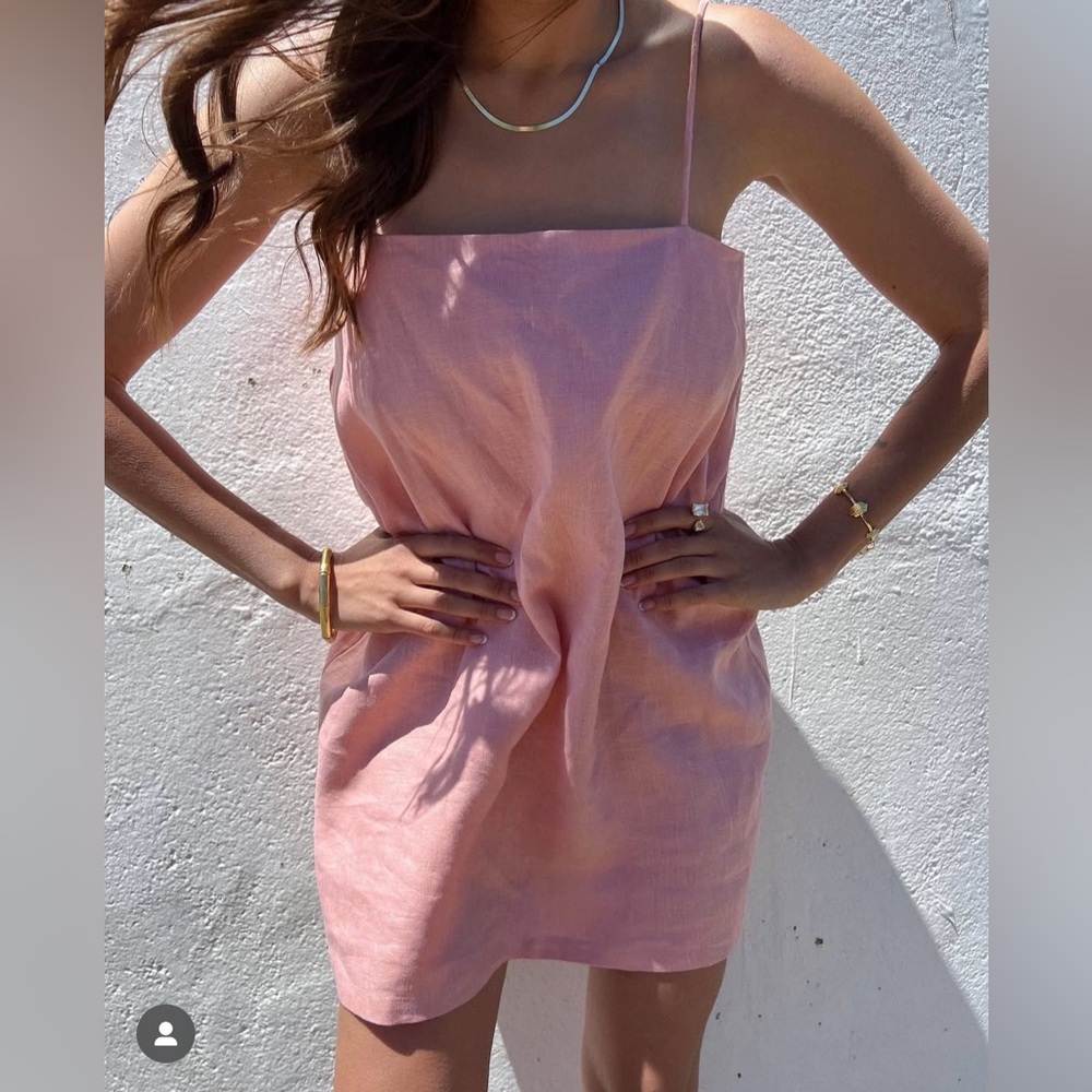 The Ease The Label Pink Linen Mini Dress